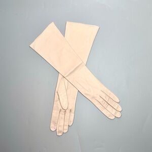 Alexander's Long Leather Gloves Silk Lining Almond Beige size 6,5 Vintage France
